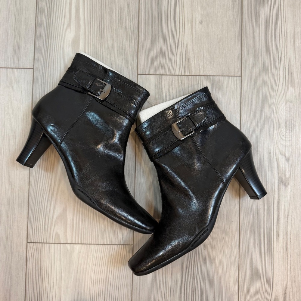 A2 by Aerosoles Cinch of Luck Black Buckle Ankle Boots Square Toe Size 11M